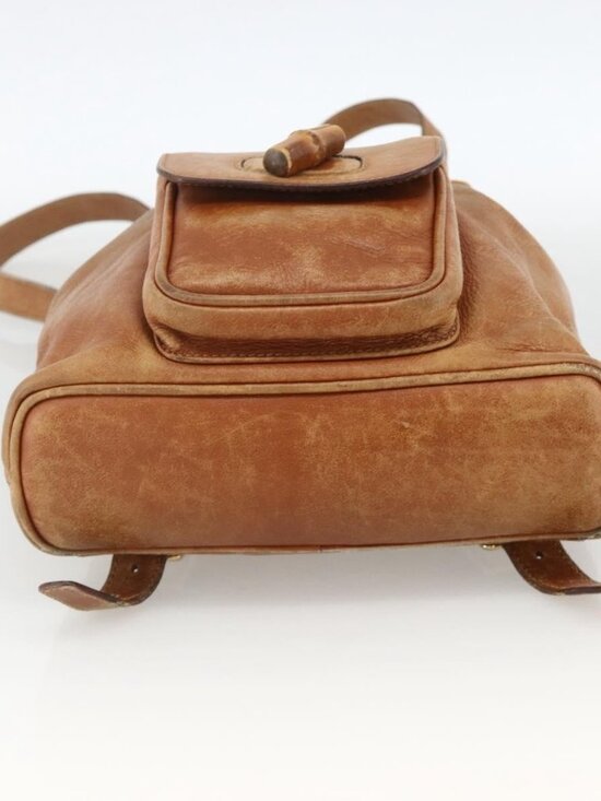 GUCCI Bamboo Backpack Leather Brown Gold 003 1956 0030 Auth 174185 main image 13